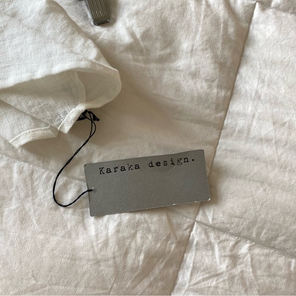 Karaka Design White Linen Flax Asymmetrical Tie Top - Picture 3 of 5